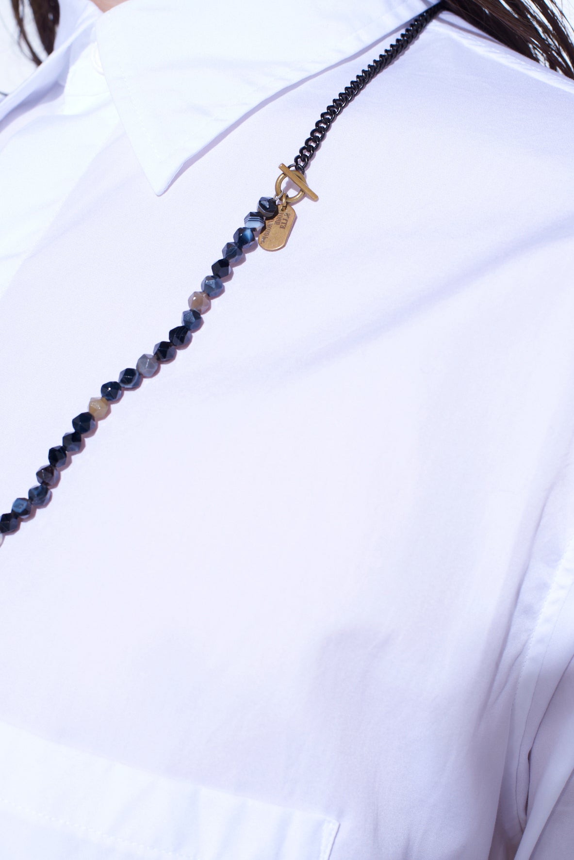 ONYX BRASS CHAIN NECKLACE BRACELET