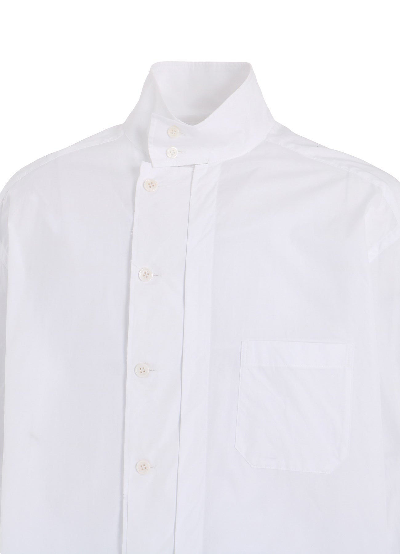 COTTON BROAD MULTI-BUTTONED SLEEVES STAND COLLAR SHIRT