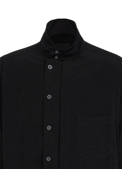 CREPE de CHINE MULTI-BUTTONED SLEEVES STAND COLLAR SHIRT