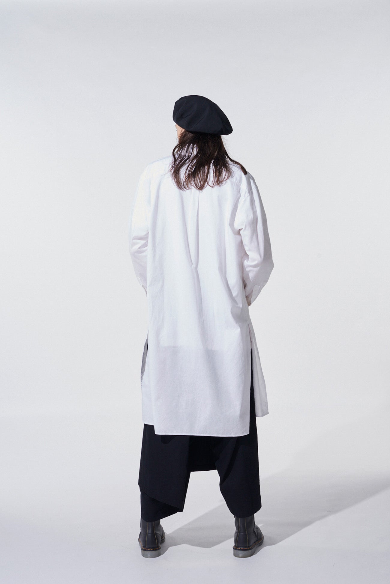 COTTON TWILL "BORO"APPLIQUE LONG SHIRT