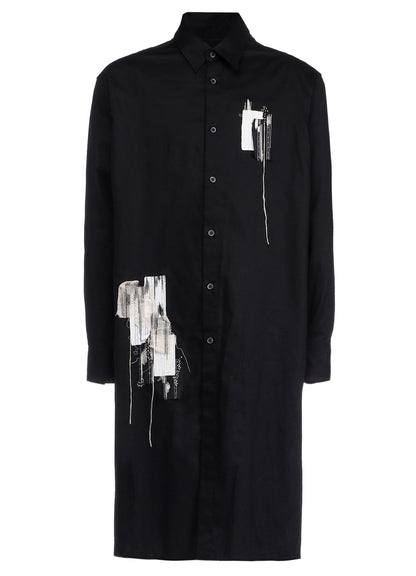 COTTON TWILL "BORO"APPLIQUE LONG SHIRT