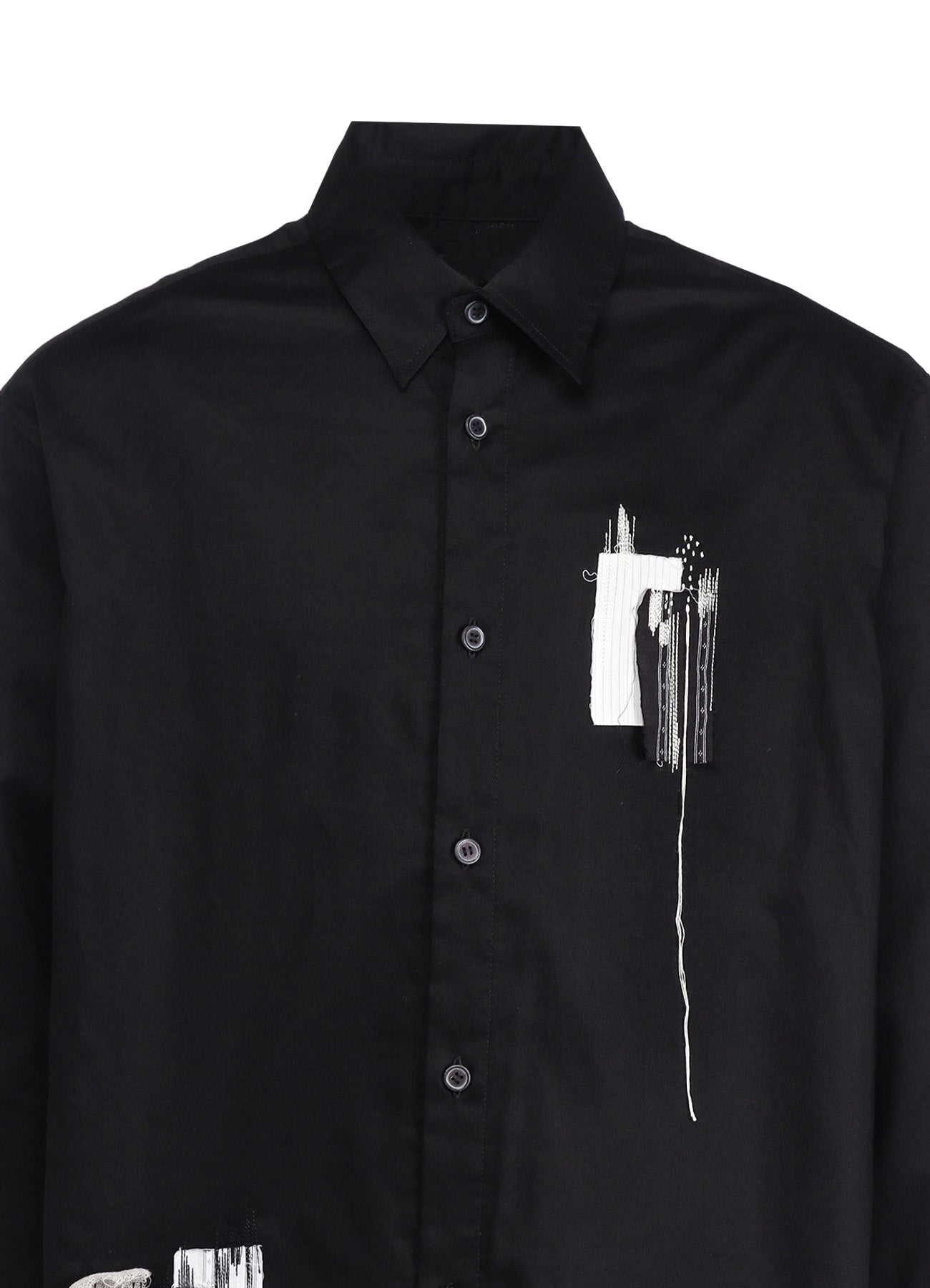 COTTON TWILL "BORO"APPLIQUE LONG SHIRT