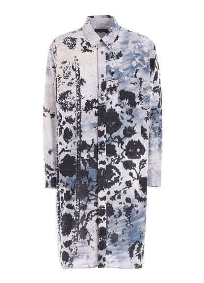 FLORAL PRINT BUTTON SLITS LONG SHIRT