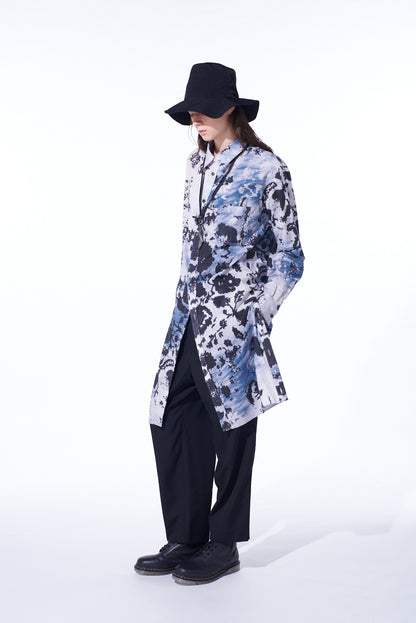 FLORAL PRINT BUTTON SLITS LONG SHIRT