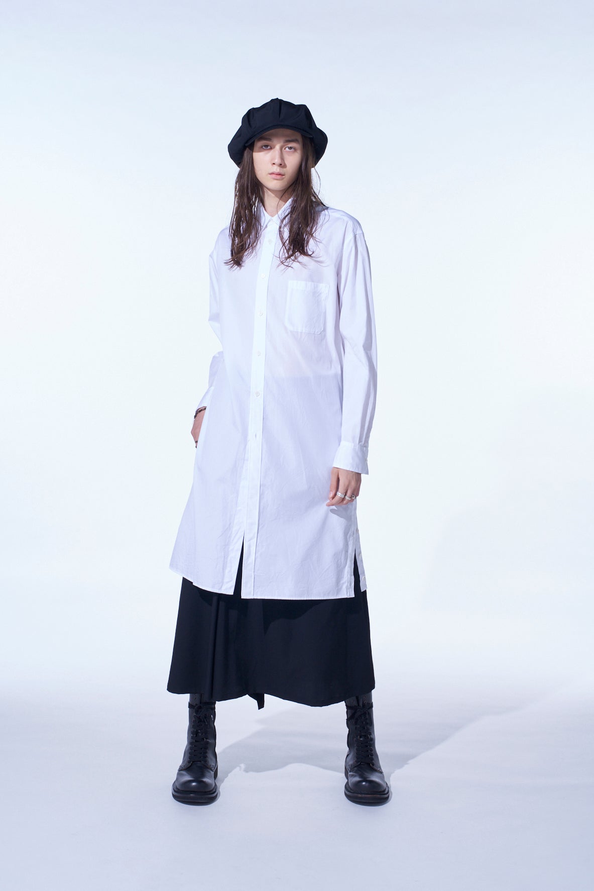 COTTON BROAD BUTTON SLITS LONG SHIRT