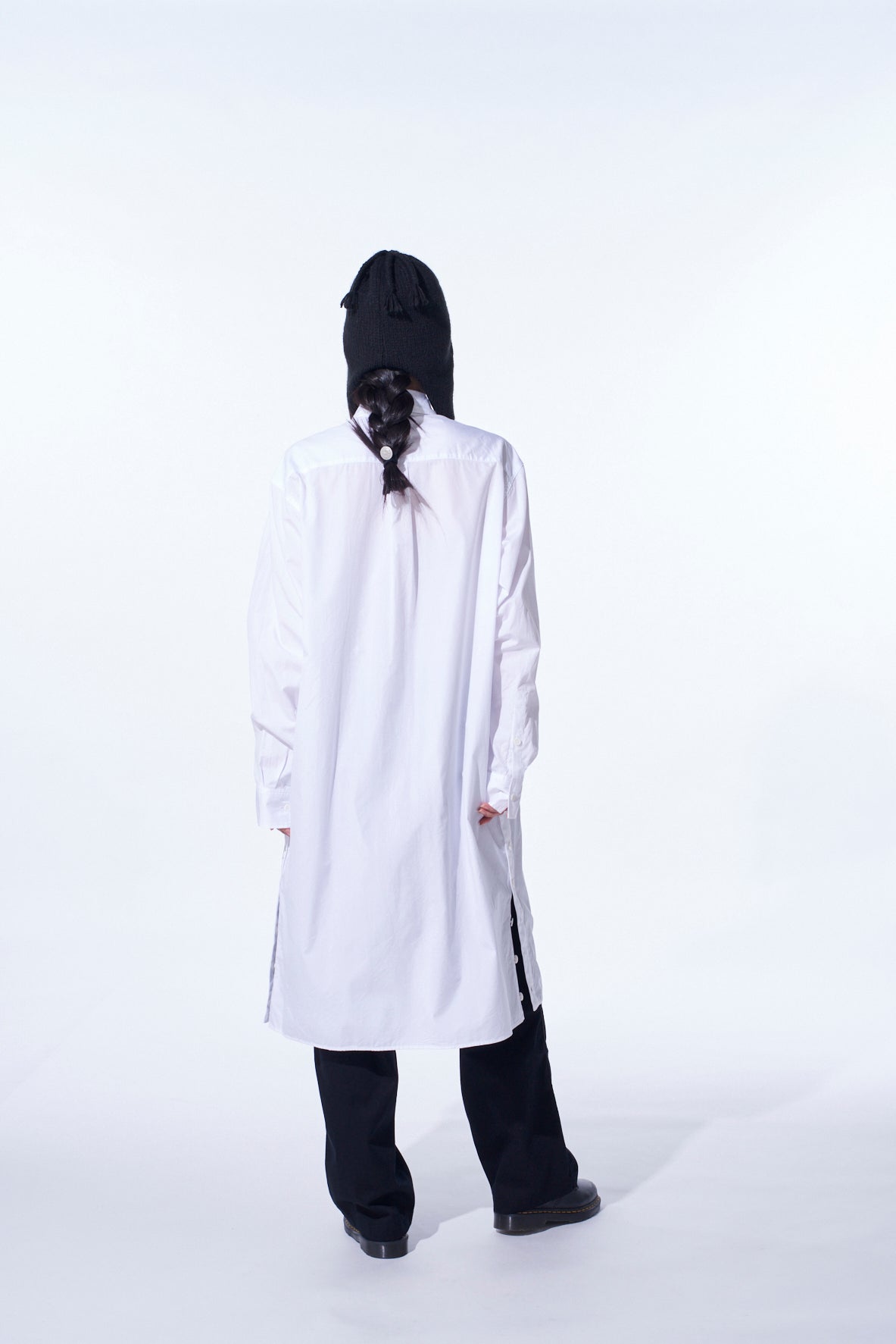 COTTON BROAD BUTTON SLITS LONG SHIRT