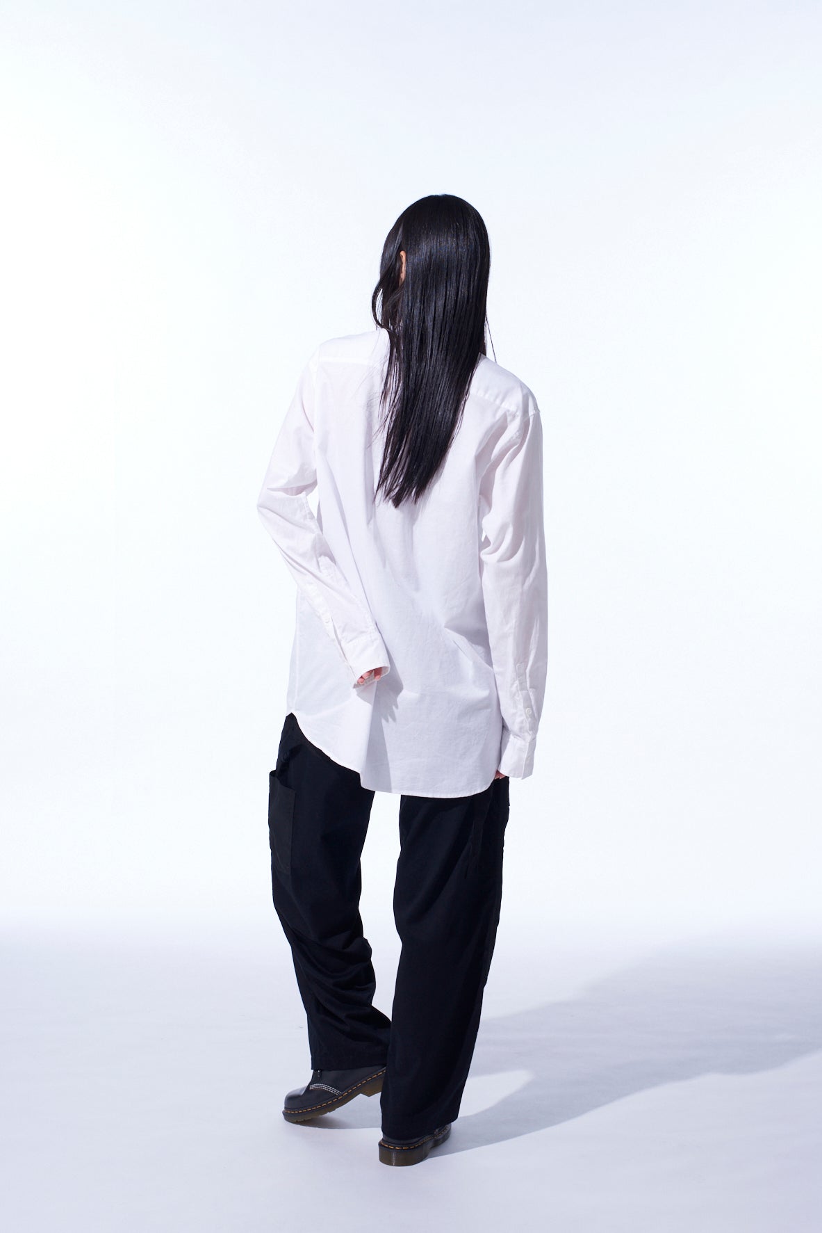 COTTON TWILL "BORO"APPLIQUE STAND COLLAR SHIRT