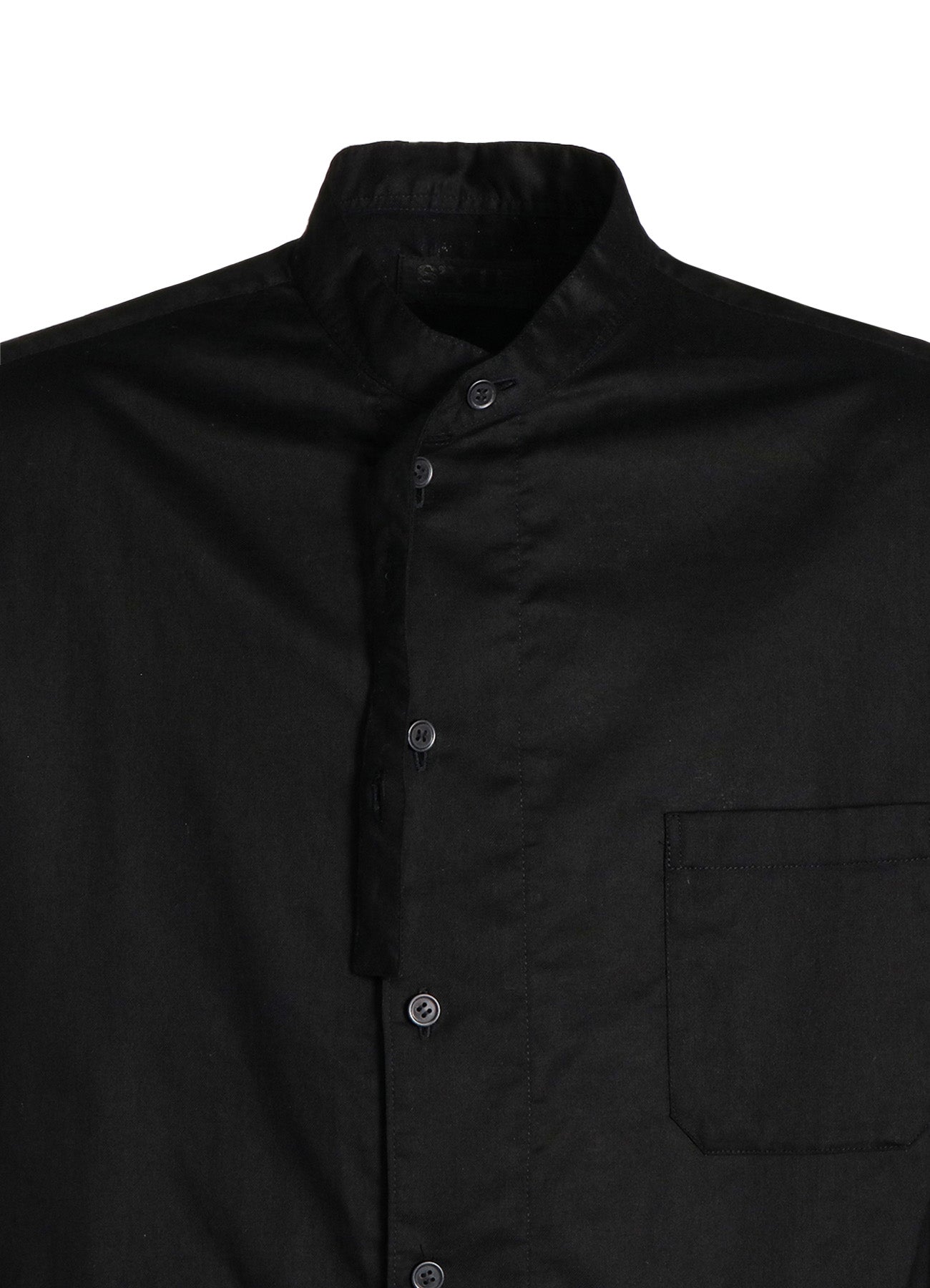 COTTON TWILL "BORO"APPLIQUE STAND COLLAR SHIRT