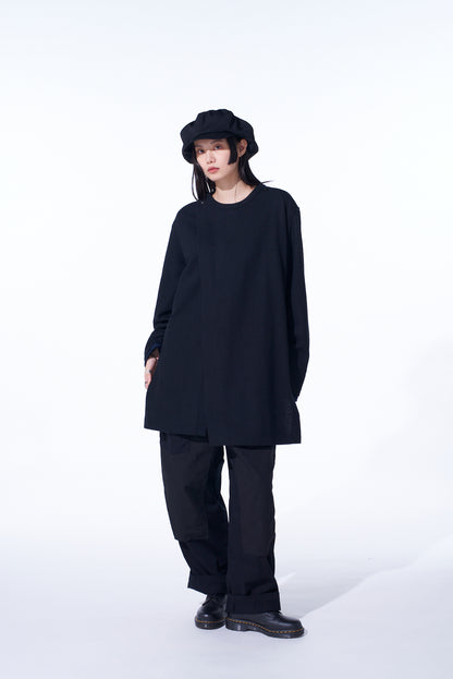 AIRY JERSEY FRONT LAYER BAND COLLER SHIRT