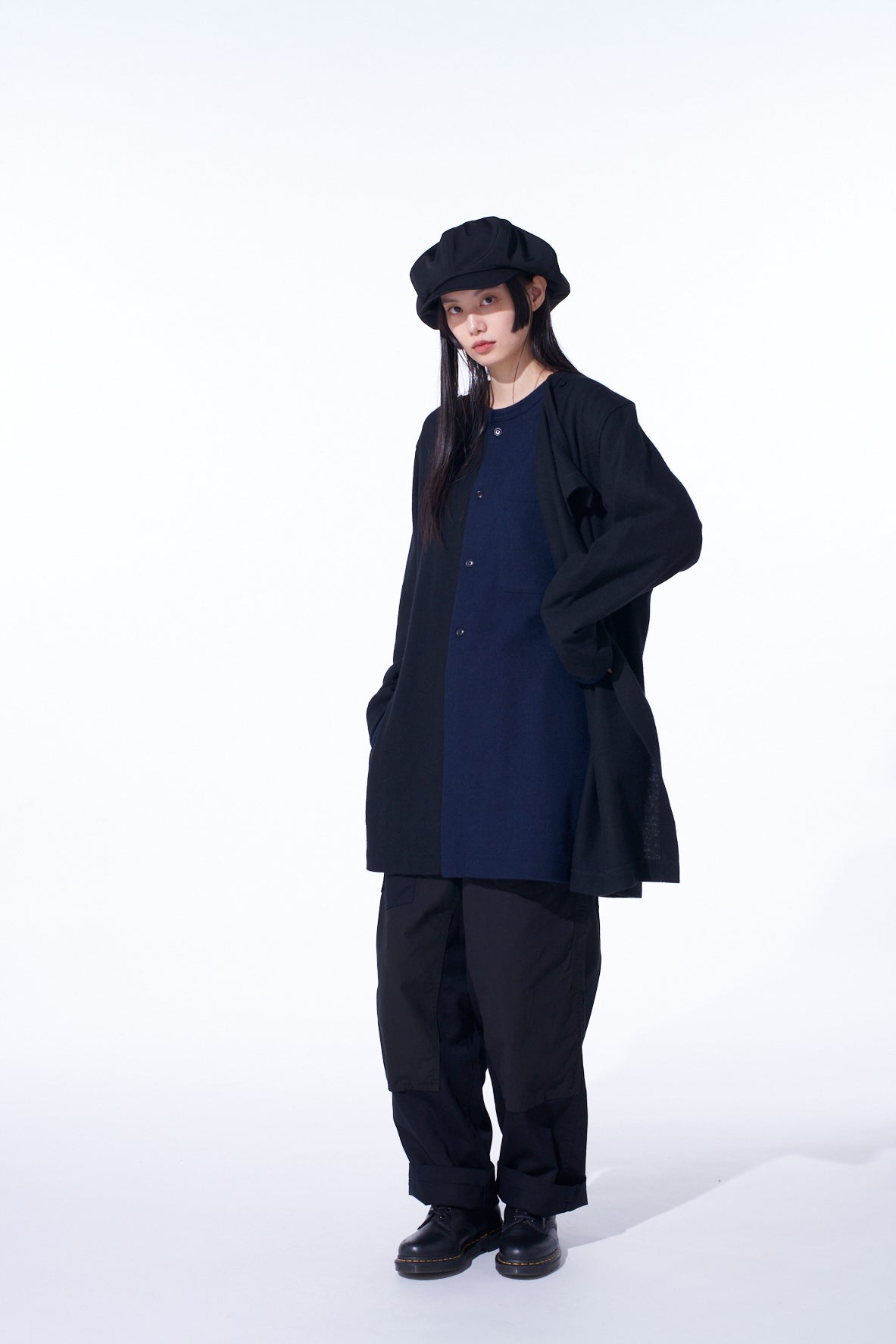 AIRY JERSEY FRONT LAYER BAND COLLER SHIRT