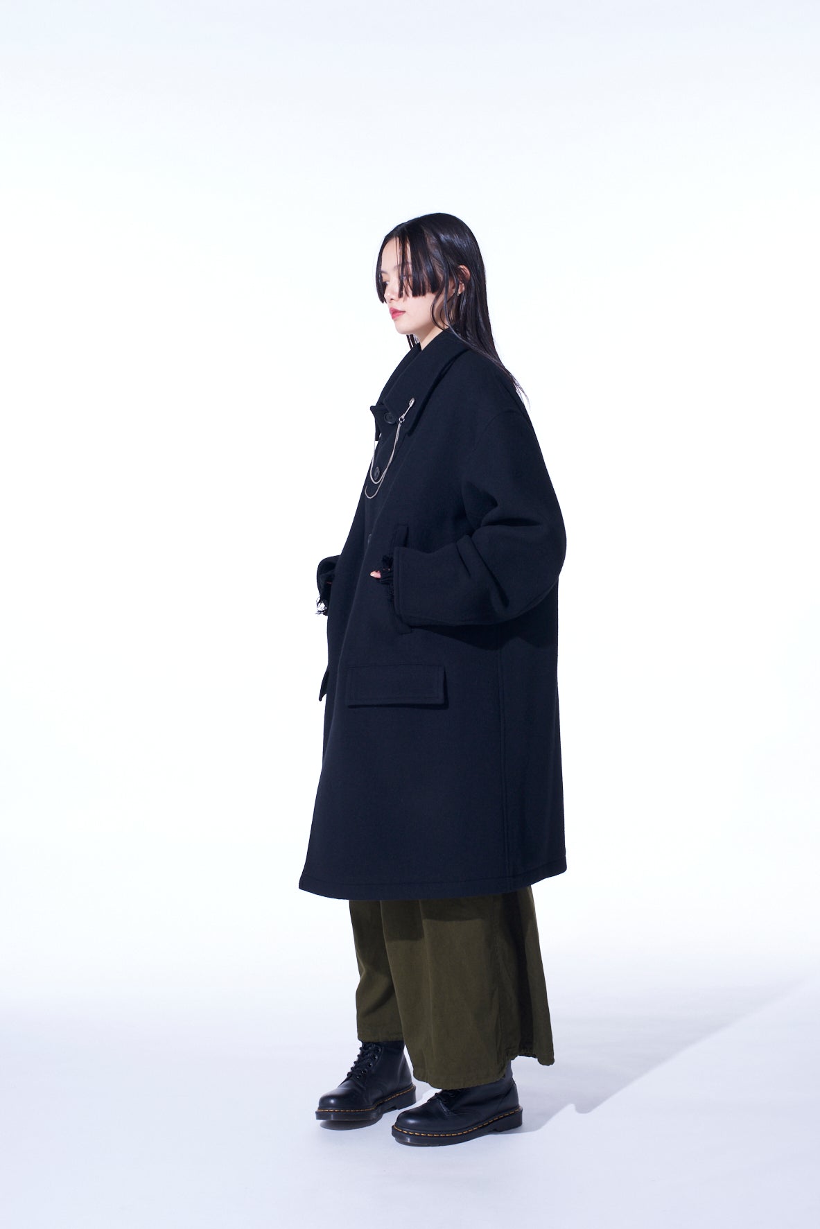 DOUBLE-WEAVE MELTON OVERSIZED SOUTIEN COLLAR COAT