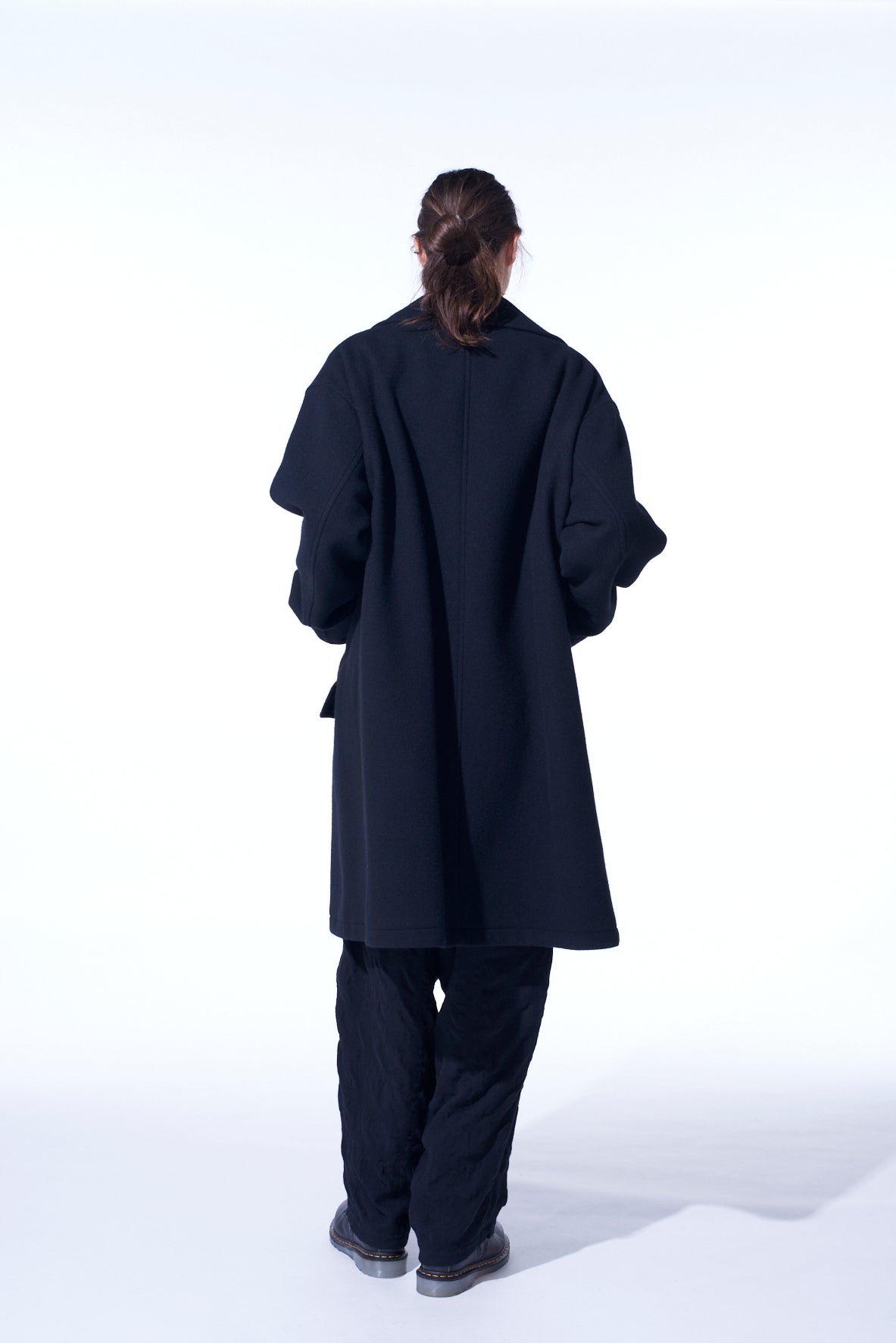 DOUBLE-WEAVE MELTON OVERSIZED SOUTIEN COLLAR COAT