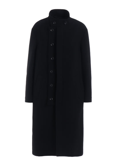 DOUBLE-WEAVE MELTON STAND COLLAR COAT