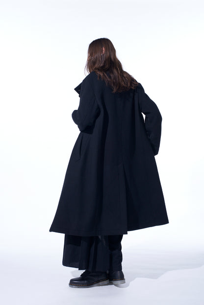 DOUBLE-WEAVE MELTON STAND COLLAR COAT