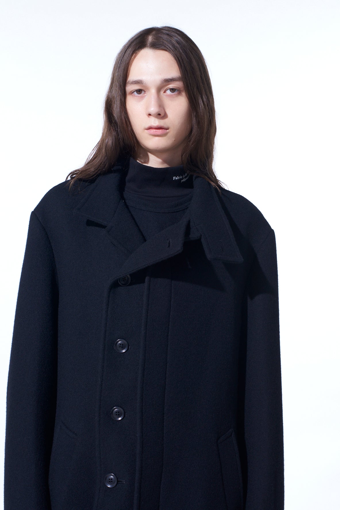 DOUBLE-WEAVE MELTON STAND COLLAR COAT