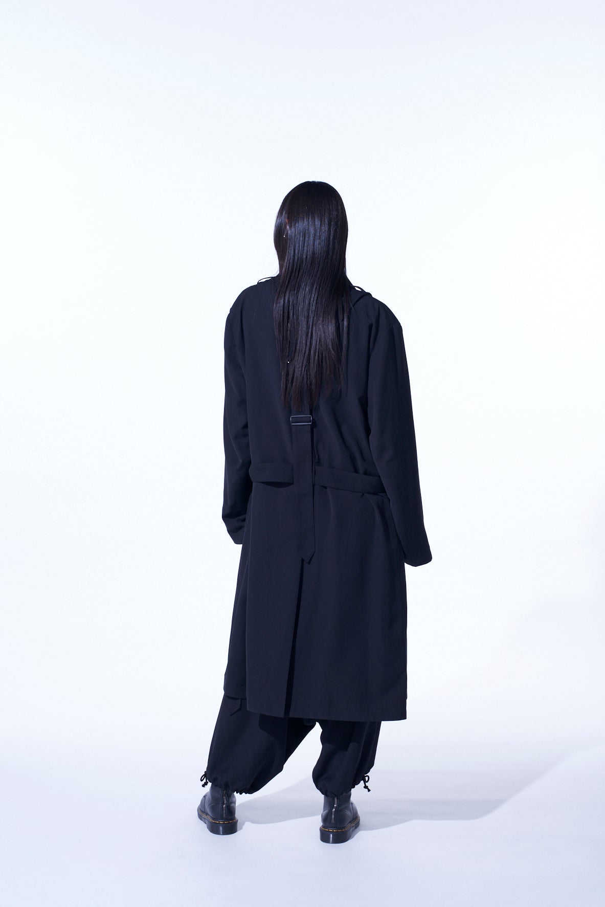 PE/GABARDINE BELTED BANDAGE COAT