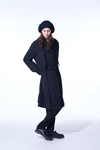 PE/GABARDINE BELTED BANDAGE COAT