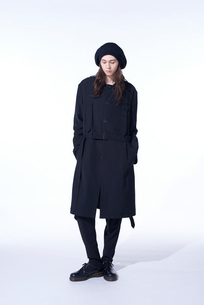 PE/GABARDINE BELTED BANDAGE COAT