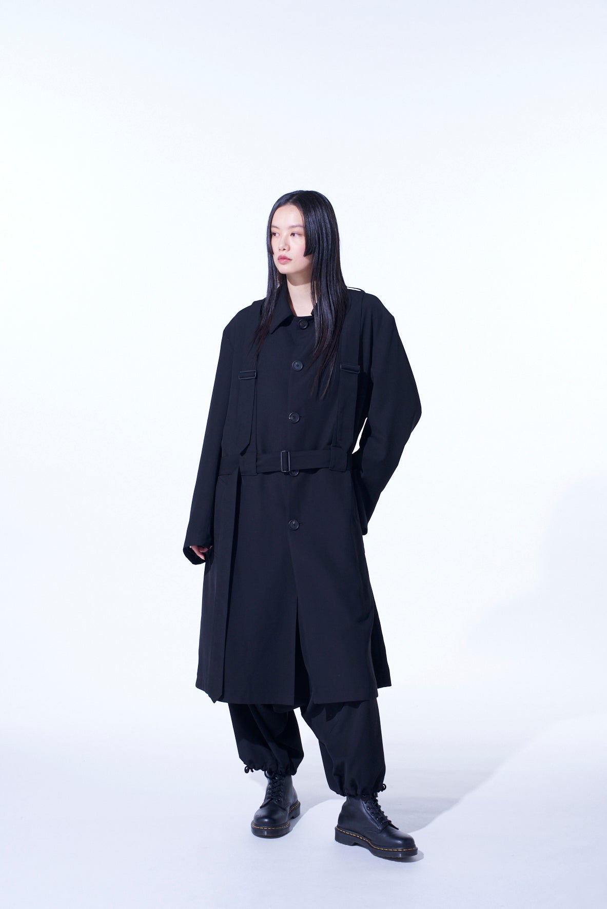 PE/GABARDINE BELTED BANDAGE COAT