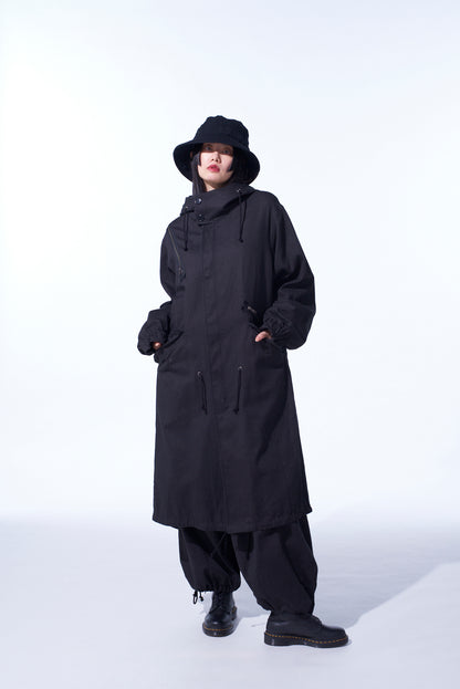 COTTON DRILL ZIPPER MODS COAT