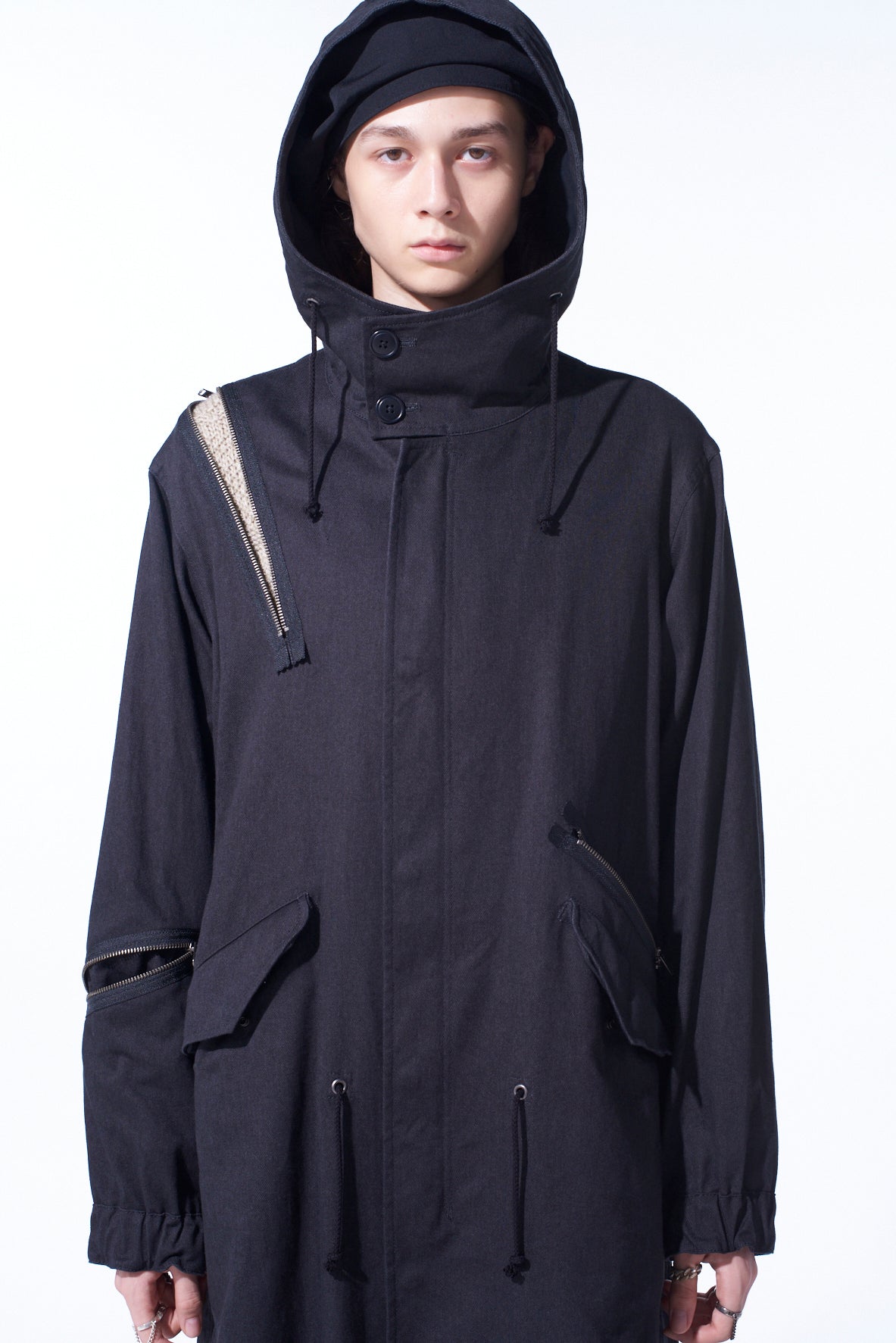 COTTON DRILL ZIPPER MODS COAT