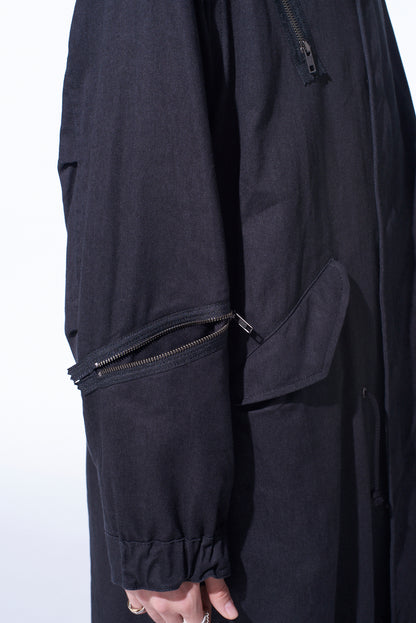 COTTON DRILL ZIPPER MODS COAT