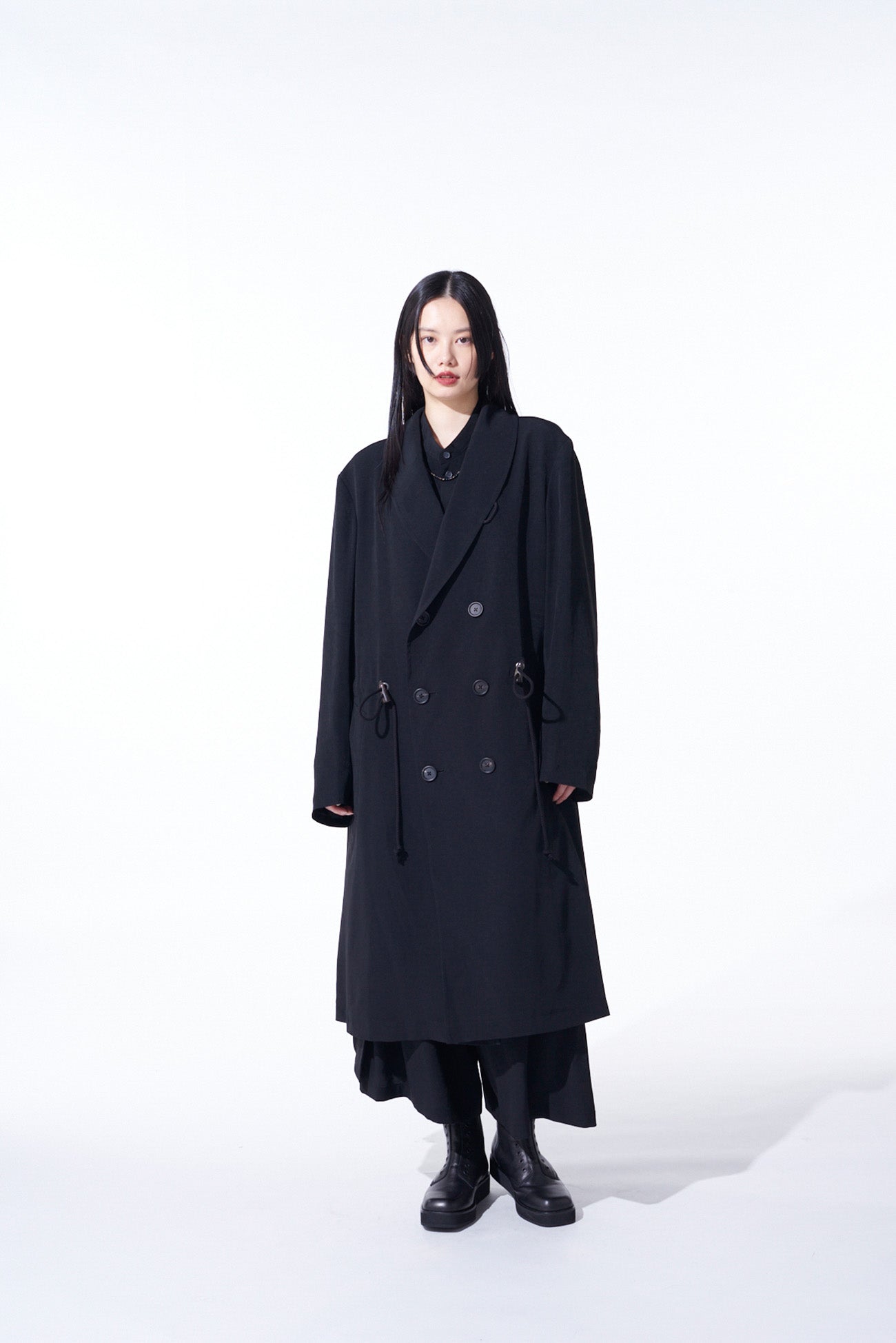 CREPE de CHINE SHAWL COLLAR DOUBLE-BREASTED COAT