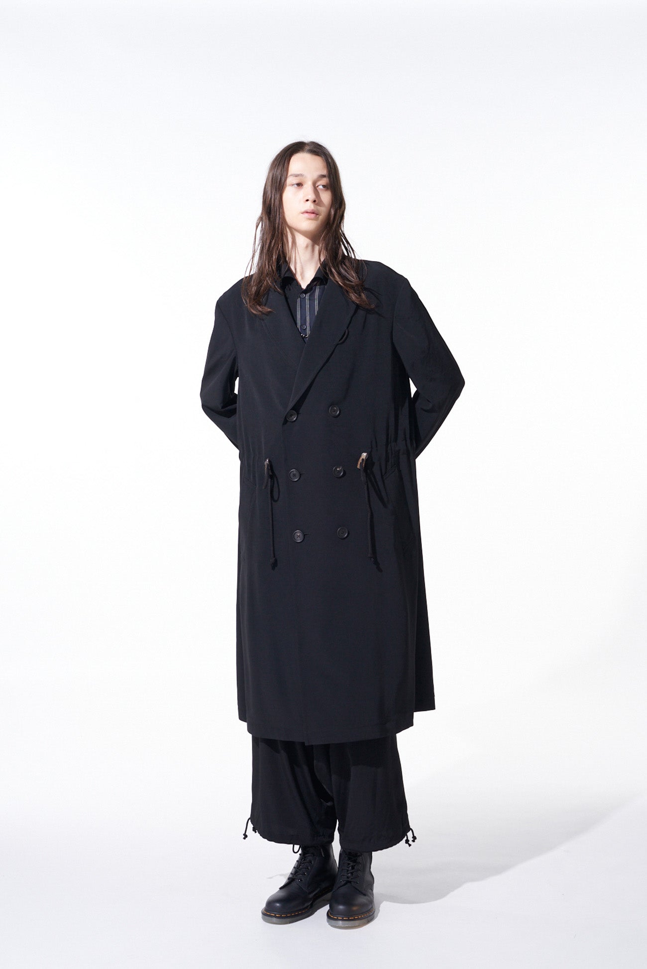 CREPE de CHINE SHAWL COLLAR DOUBLE-BREASTED COAT