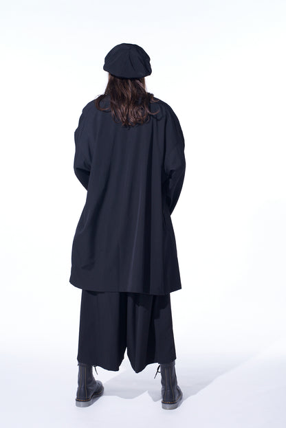 WASHER WOOL GABARDINE FLAME DOUBLE DRAPE COAT