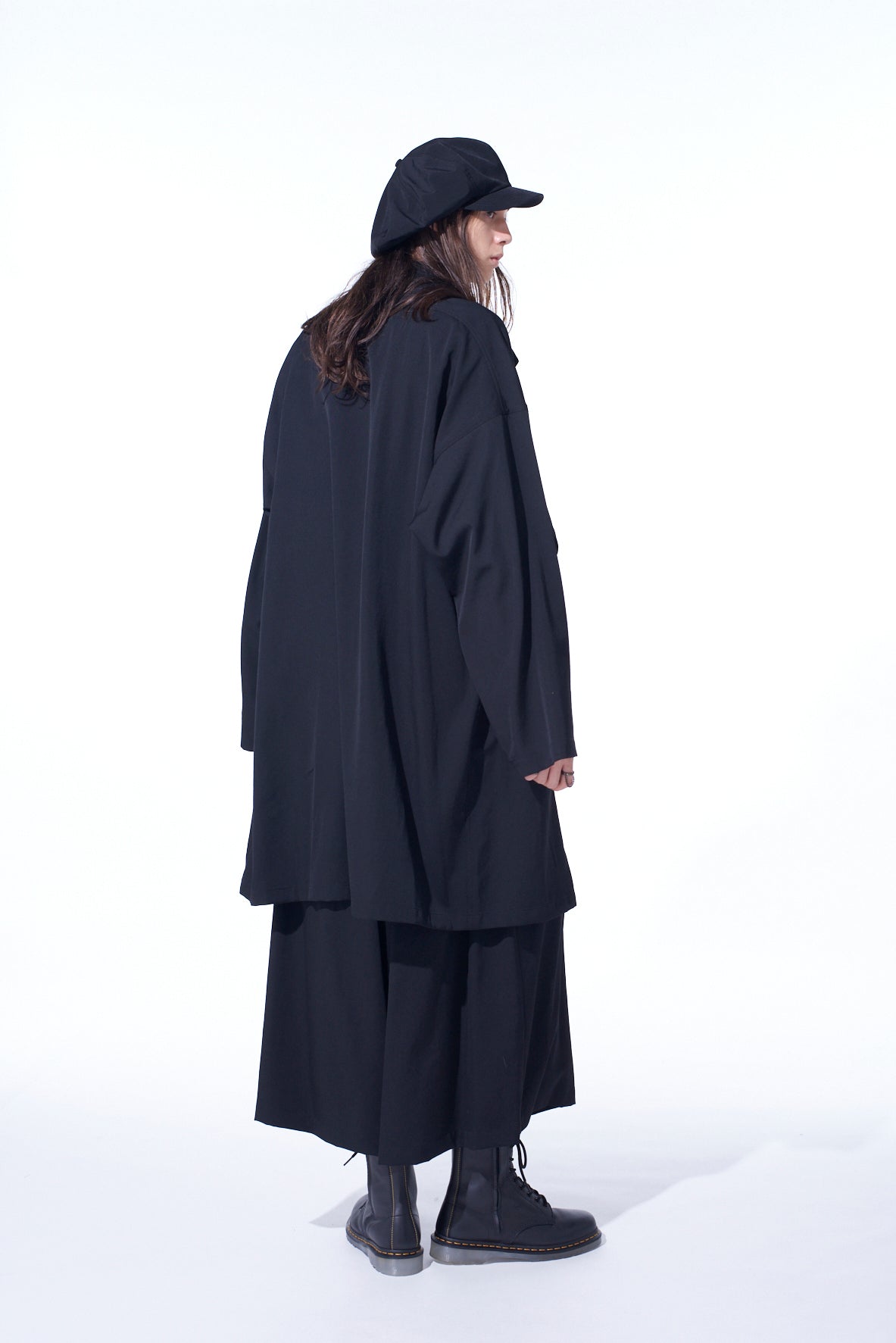 WASHER WOOL GABARDINE FLAME DOUBLE DRAPE COAT