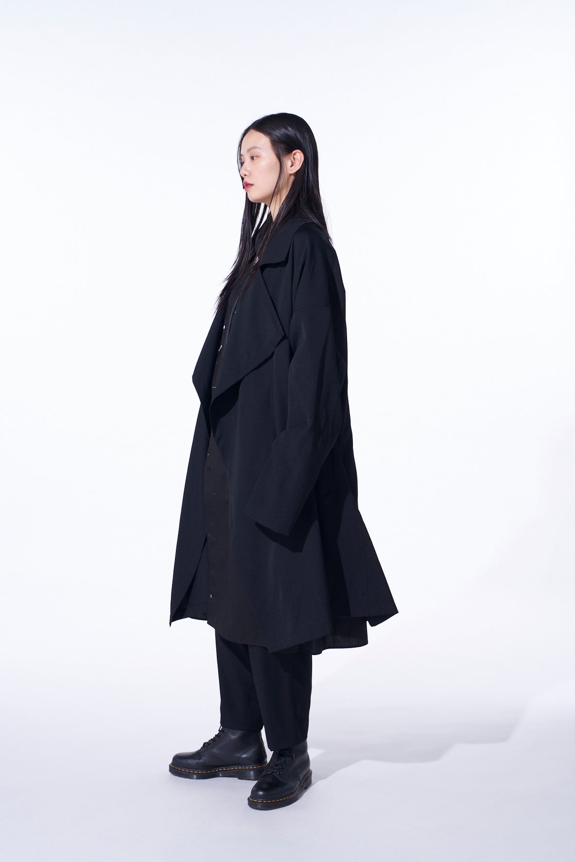 WASHER WOOL GABARDINE FLAME DOUBLE DRAPE COAT