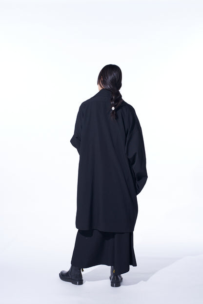 WASHER WOOL GABARDINE FLAME DOUBLE DRAPE COAT