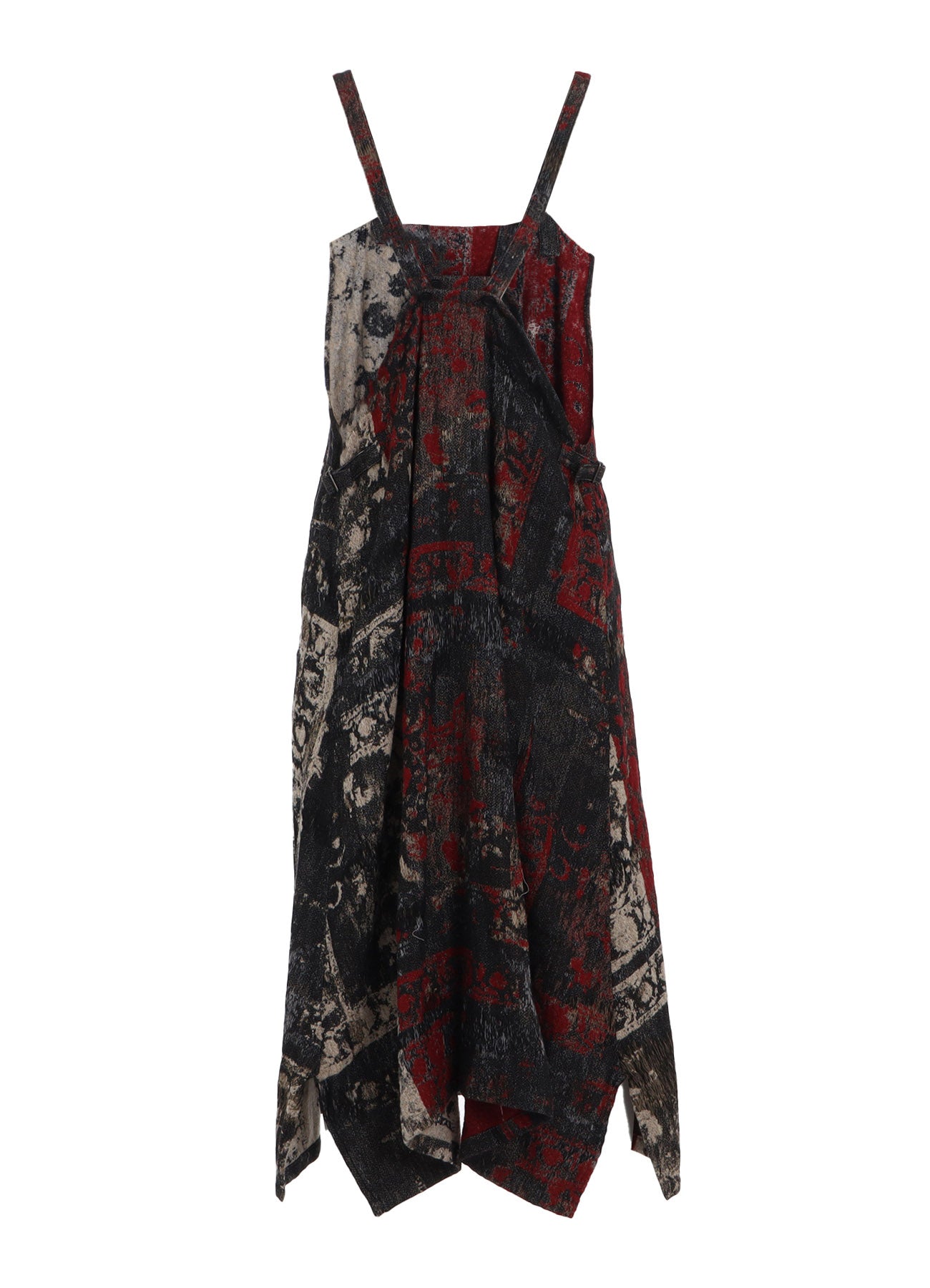 FLORAL JACQUARD PLEATED SHOULDER STRAP DRESS