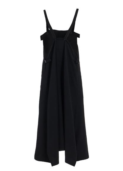 WASHER WOOL GABARDINE PLEATED SHOULDER STRAP DRESS