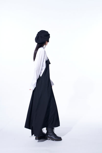 WASHER WOOL GABARDINE PLEATED SHOULDER STRAP DRESS