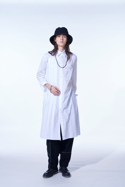 COTTON BROAD PLEATED SHIRT DRESS