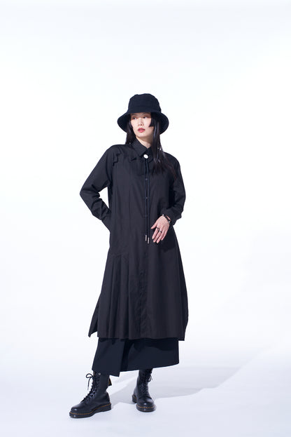 COTTON BROAD PLEATED SHIRT DRESS