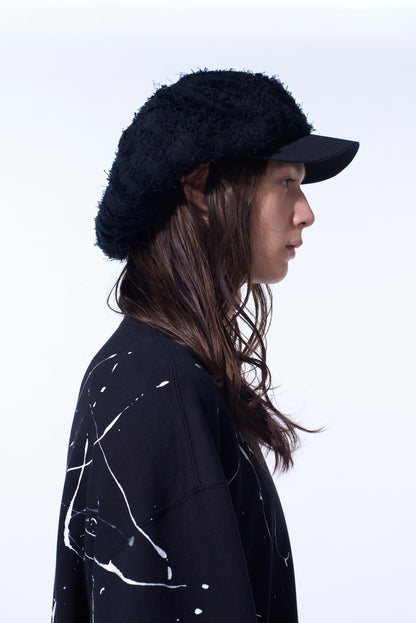 JACQUARD FRINGE STRIPE CASQUETTE