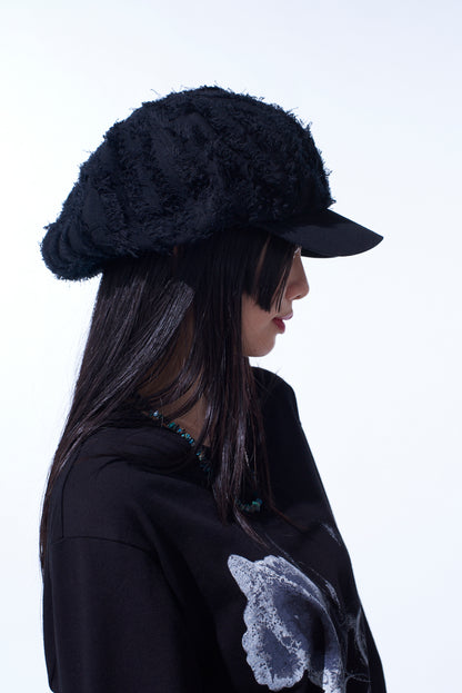 JACQUARD FRINGE STRIPE CASQUETTE