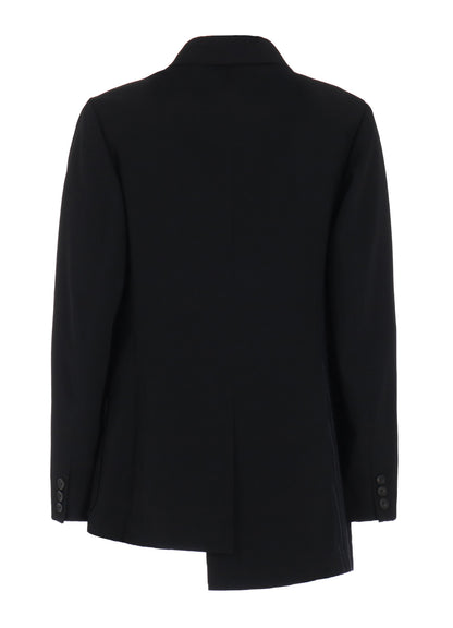 WASHER WOOL GABARDINE ASYMMETRICAL PLEATED JACKET