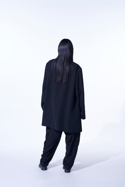 PE/GABARDINE ZIPPER-TAPED LONG JACKET