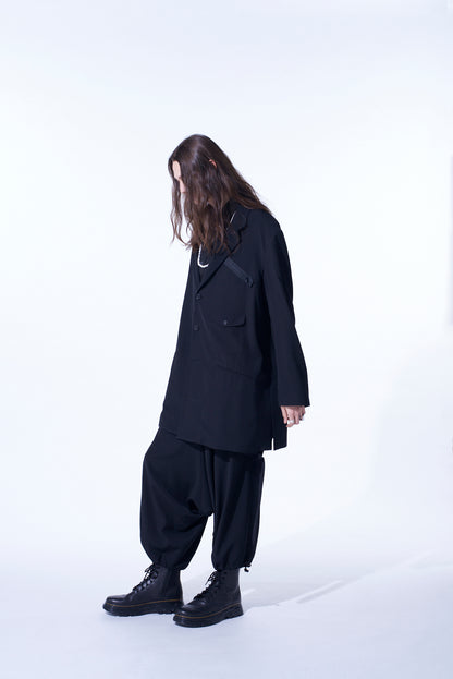 PE/GABARDINE ZIPPER-TAPED LONG JACKET