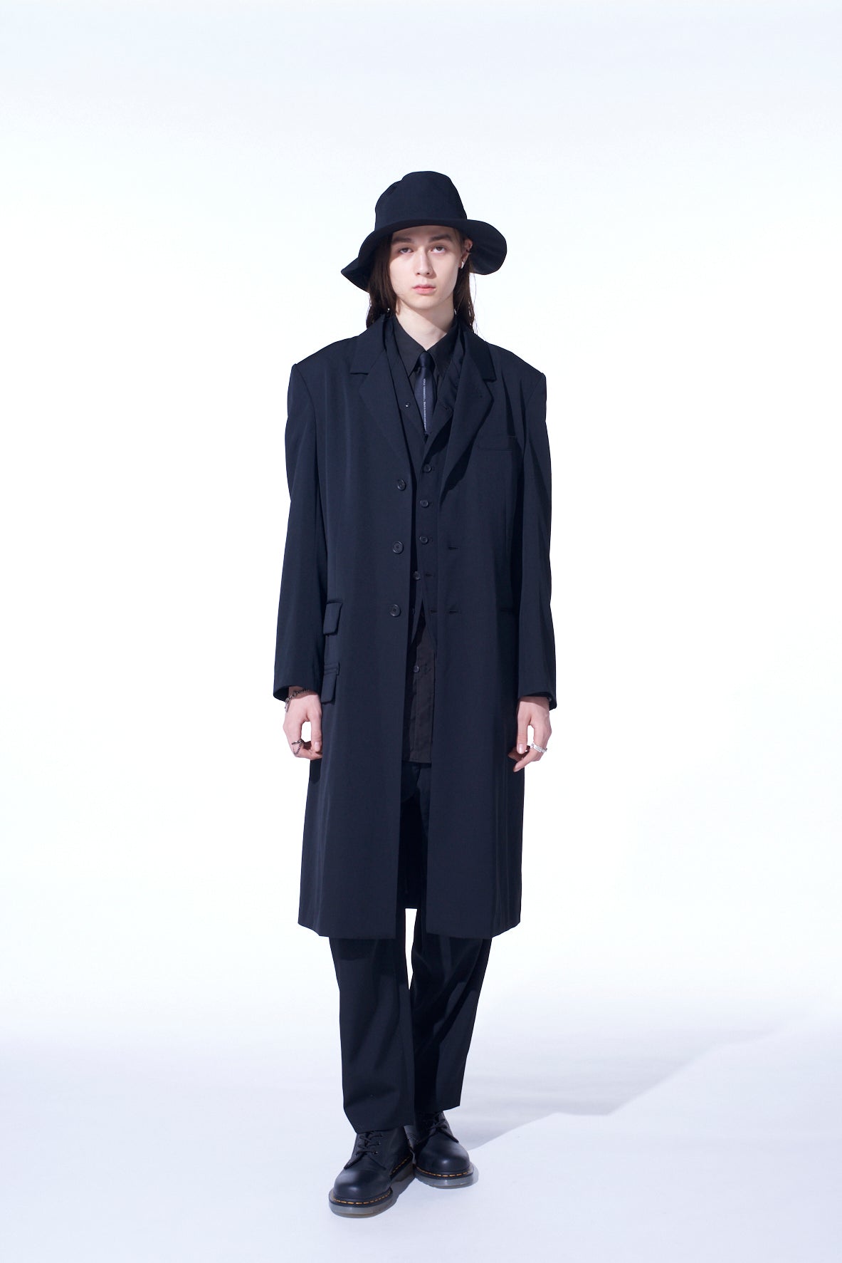 WASHER WOOL GABARDINE SLIM LONG JACKET