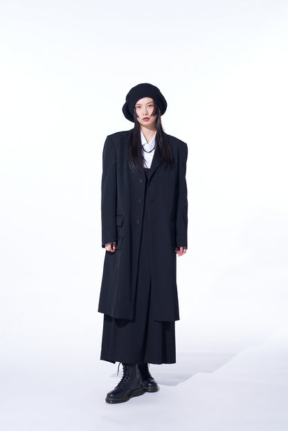 WASHER WOOL GABARDINE SLIM LONG JACKET