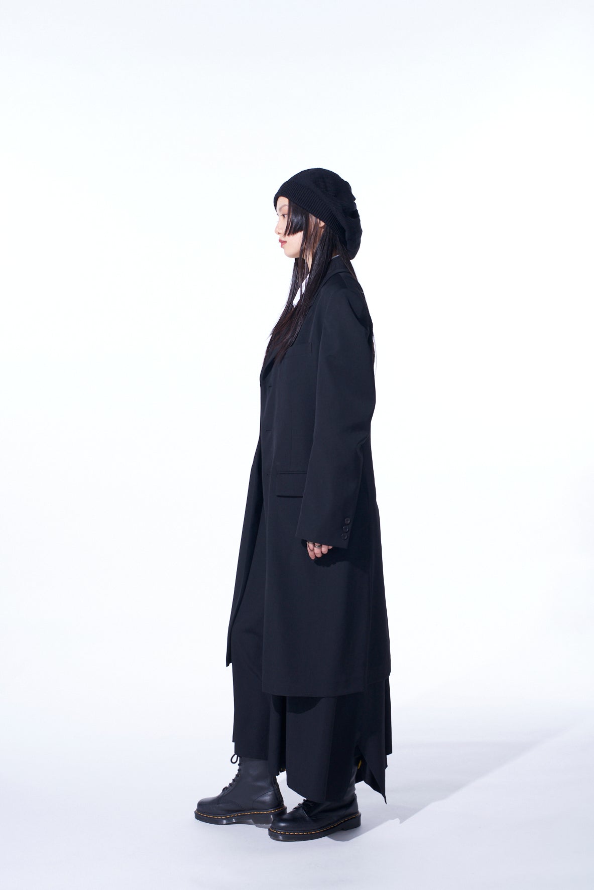 WASHER WOOL GABARDINE SLIM LONG JACKET