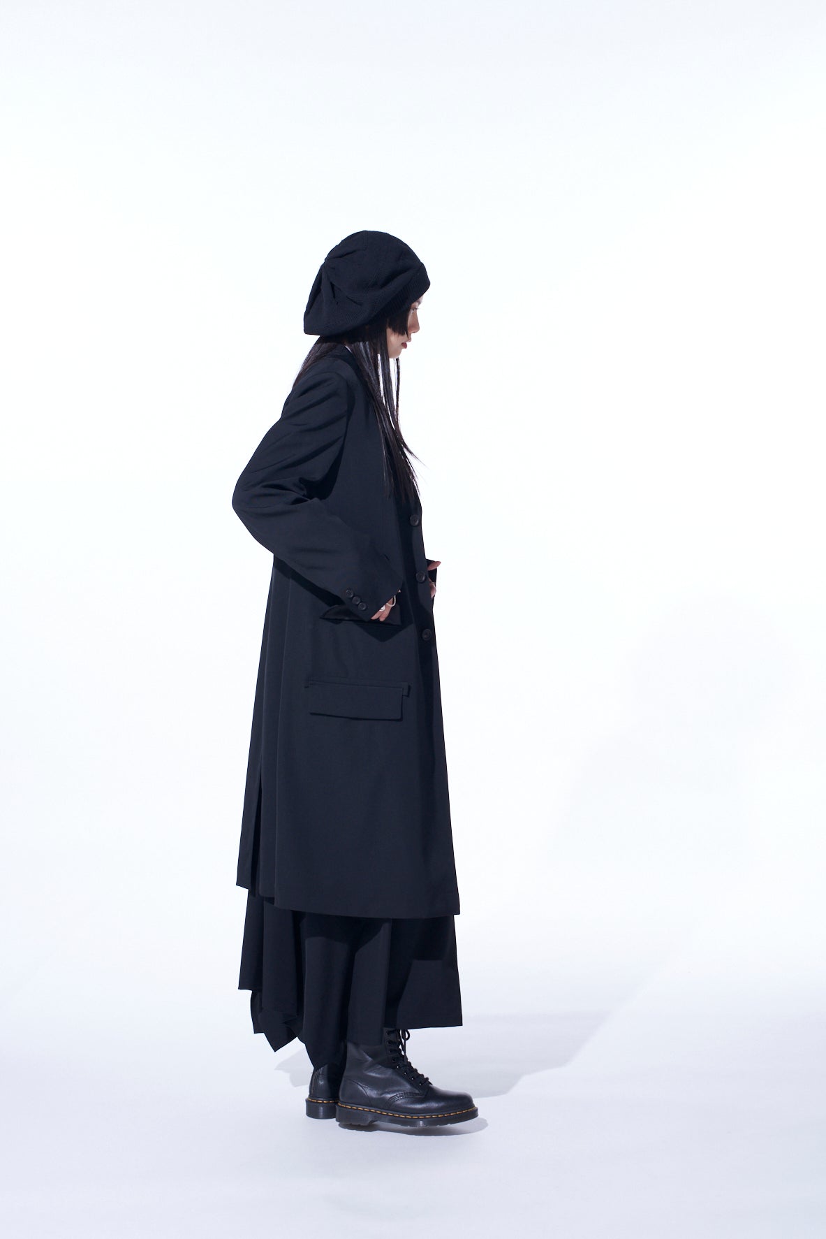 WASHER WOOL GABARDINE SLIM LONG JACKET