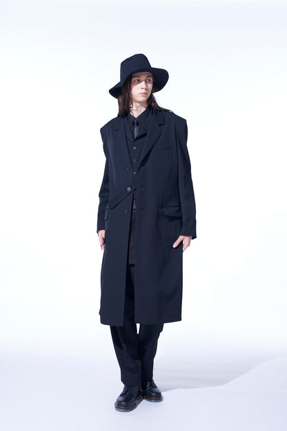 WASHER WOOL GABARDINE SLIM LONG JACKET