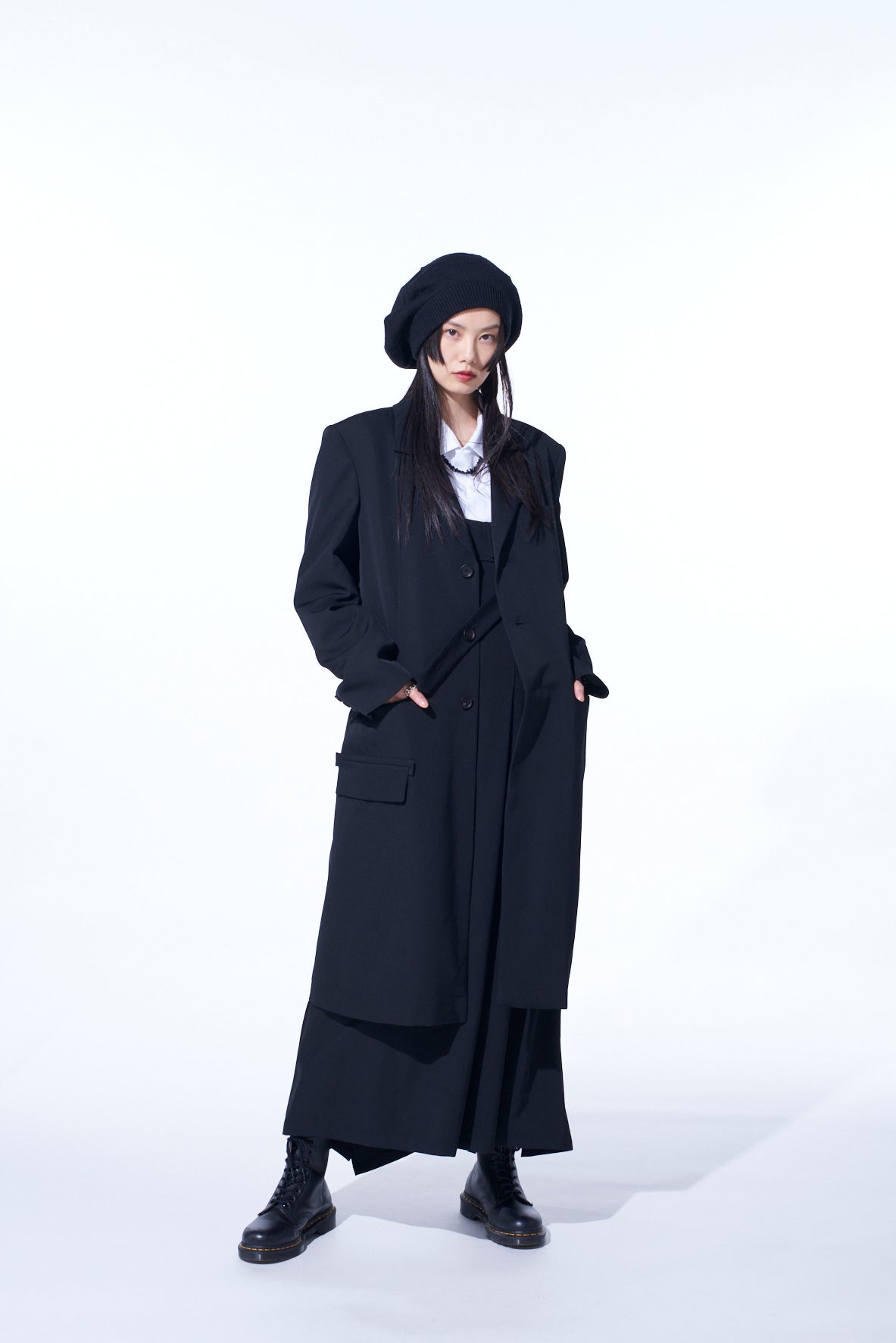 WASHER WOOL GABARDINE SLIM LONG JACKET