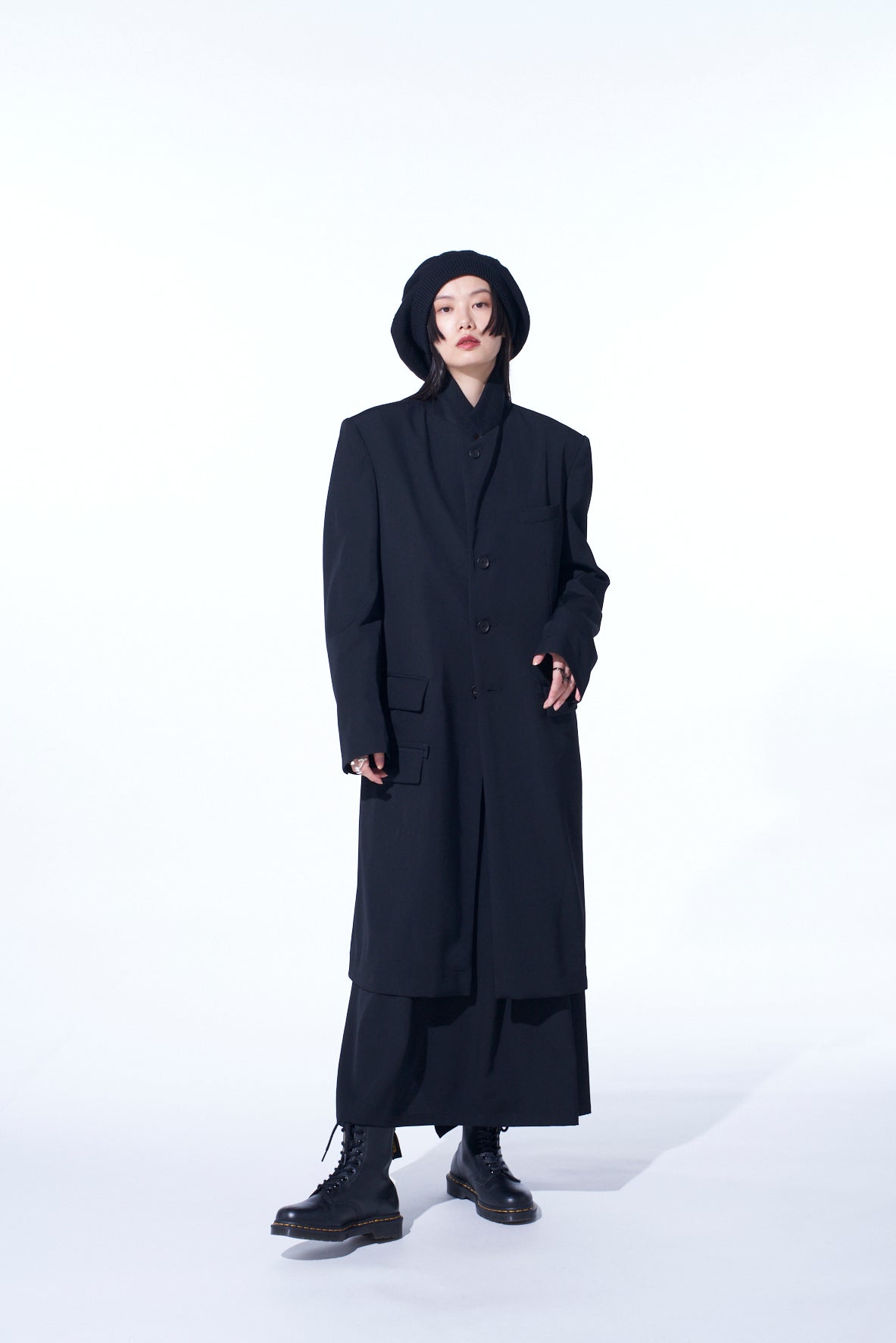 WASHER WOOL GABARDINE SLIM LONG JACKET