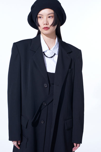 WASHER WOOL GABARDINE SLIM LONG JACKET